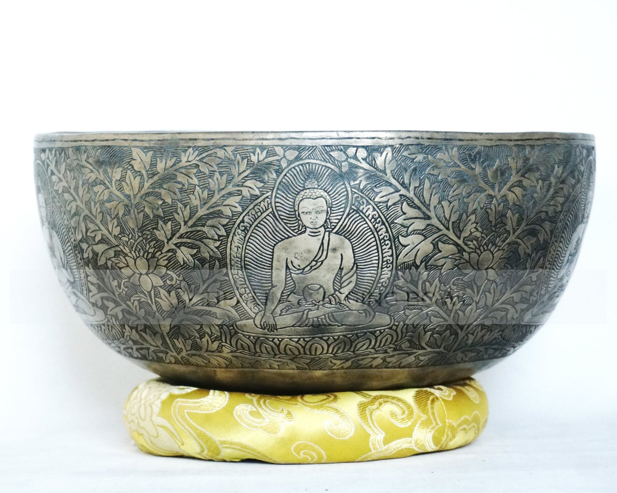 5 Buddha hand carving on Jambati Singing Bowl - singing bowl Healing Singing Bowl