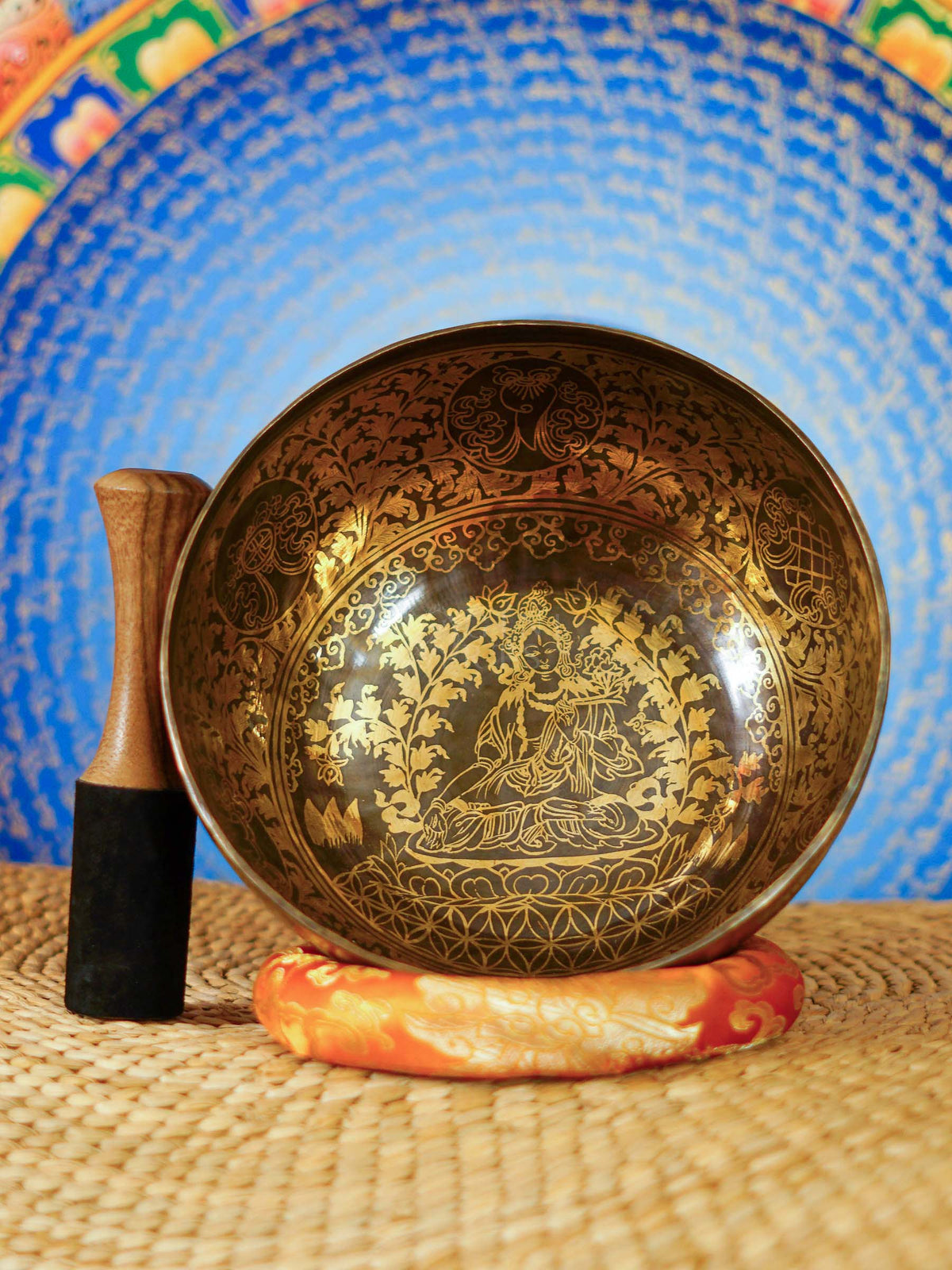 Green Tara Engraved Singing Bowl