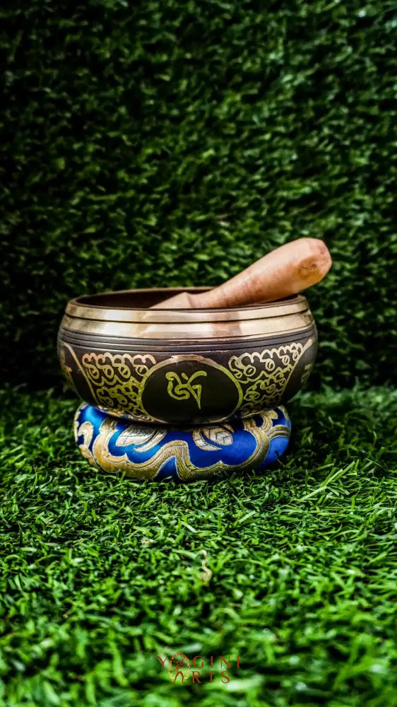 The Carved Buddha Eye Singing Bowl features the Buddha Eye symbol for spiritual clarity and protection. The Om Mani Padme Hum mantra circles the outside on mandala petals. Its clear, calming tones support meditation and mindfulness, bringing peace and focus to any space.