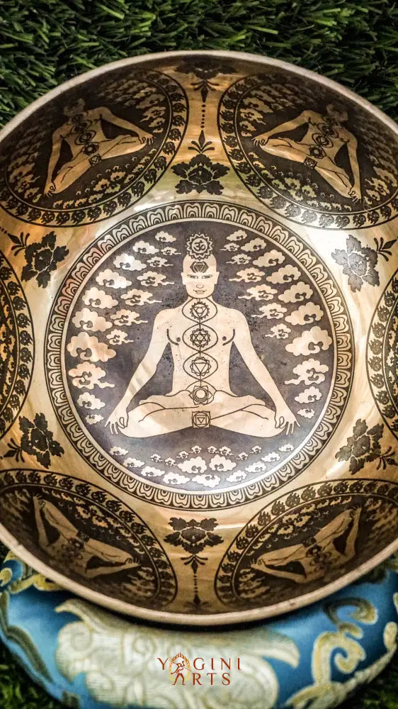 Awaken and balance your inner energies with our handcrafted Chakra Manab Singing Bowl. Featuring detailed engravings of the seven chakras and sacred Sanskrit mantras, this bowl supports spiritual growth, healing, and protection. Hand-hammered by skilled Himalayan artisans, it produces rich, clear tones that help clear energy blockages and promote chakra alignment. Ideal for meditation, sound healing, and holistic wellness, it is a meaningful companion on your spiritual journey.