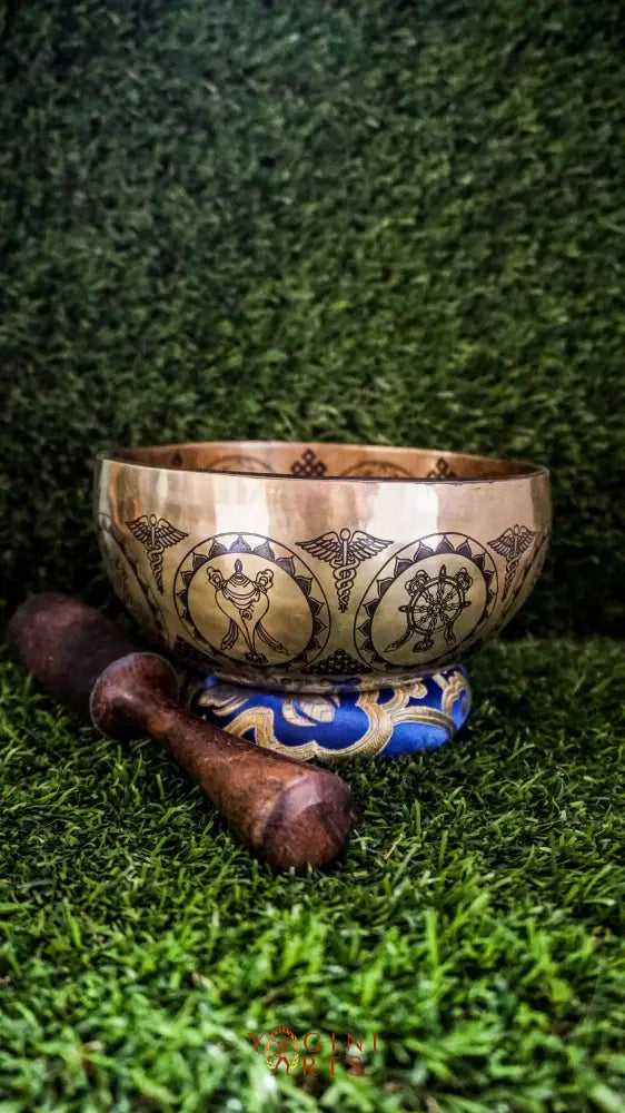 Awaken your spirit with our handcrafted Cosmos Lotus Singing Bowl. Featuring an engraved lotus surrounded by stars and galaxies, it symbolizes purity and universal connection. Traditional mantras circle the bowl to boost spiritual protection and focus. Handcrafted by skilled Himalayan artisans, it produces rich, clear tones that support meditation, healing, and chakra balancing, helping you find inner peace and cosmic harmony.