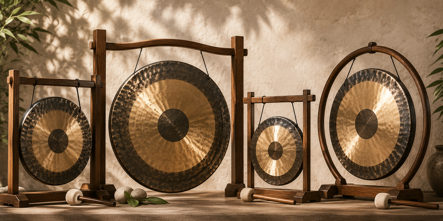 Authentic Himalayan meditation gongs used for sound healing, yoga, mindfulness, and spiritual wellness.