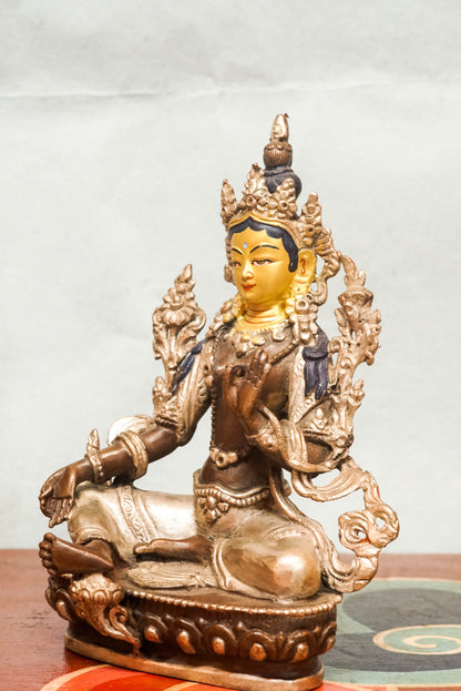 Green Tara statue, embodies swift compassion and spiritual protection. She invites courage and healing into your home or meditation space. 