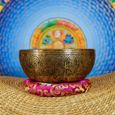 Semi-Antique Leaf Engraved Singing Bowl