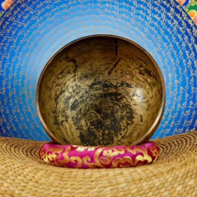 Semi-Antique Leaf Engraved Singing Bowl