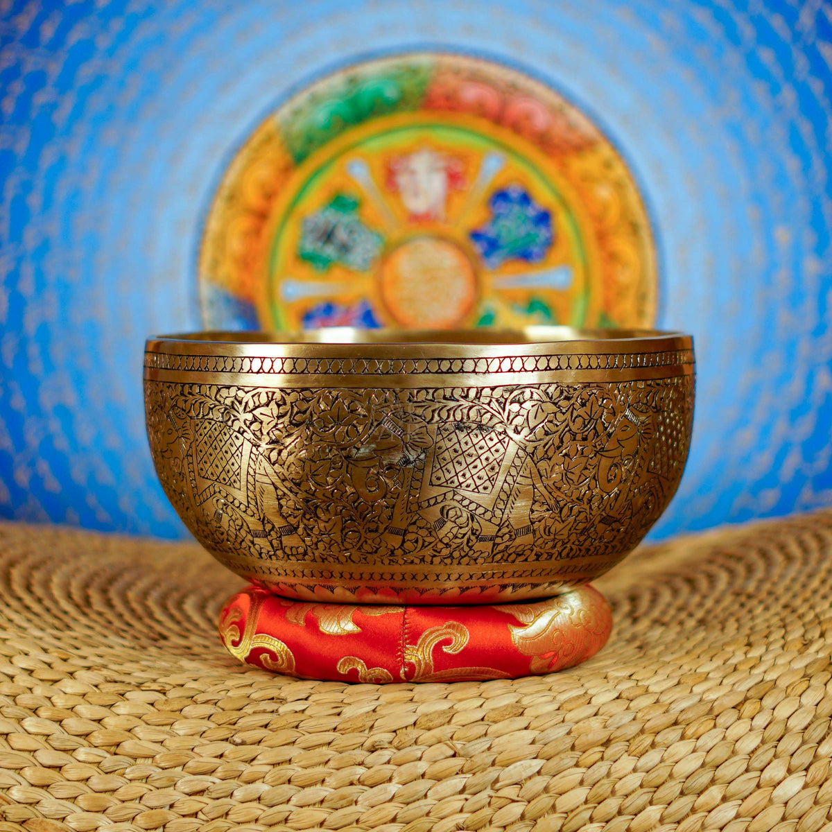 Semi antique handmade singing bowl with aged bronze finish, handcrafted in Nepal