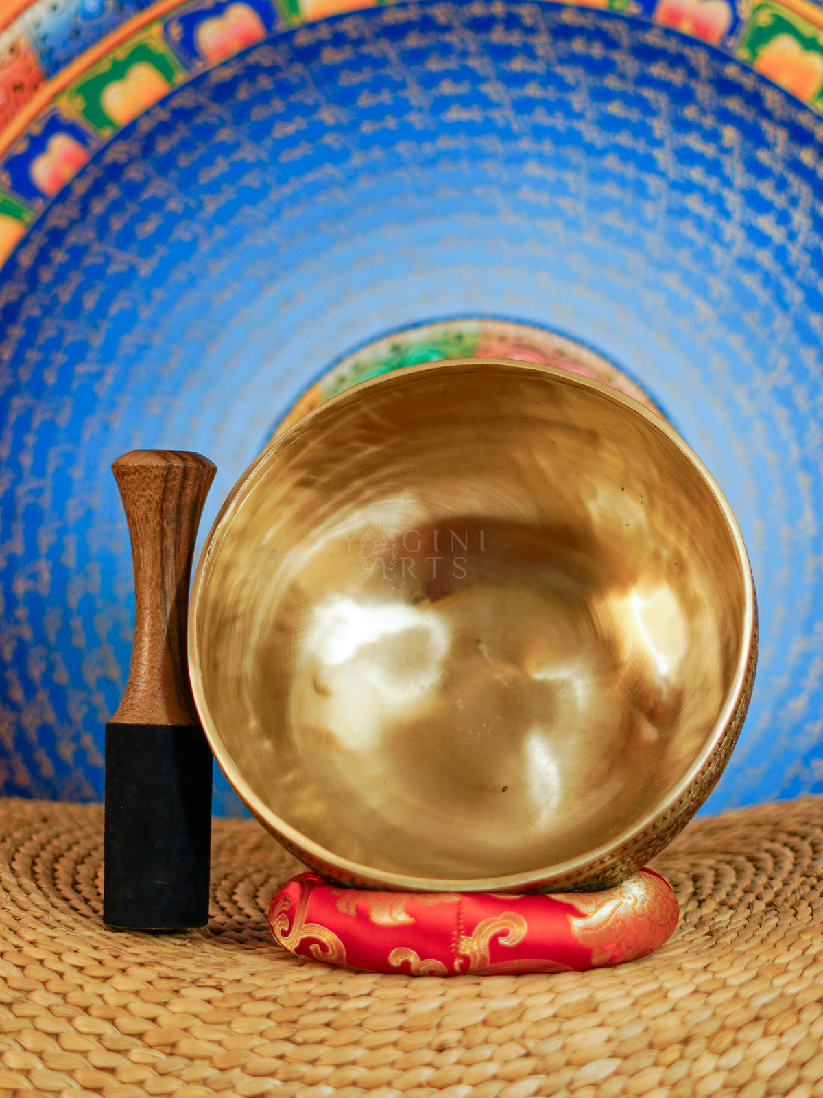Semi antique handmade singing bowl with aged bronze finish, handcrafted in Nepal