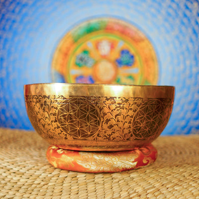 Green Tara Engraved Singing Bowl