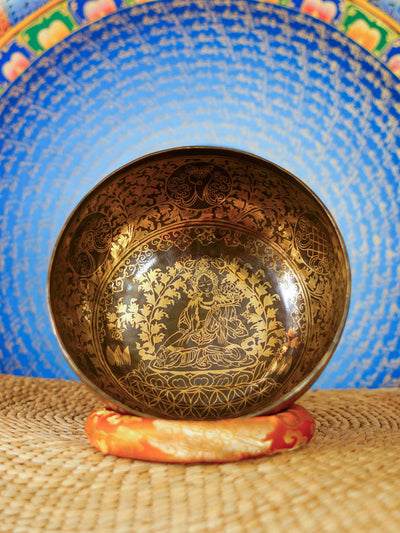 Green Tara Engraved Singing Bowl