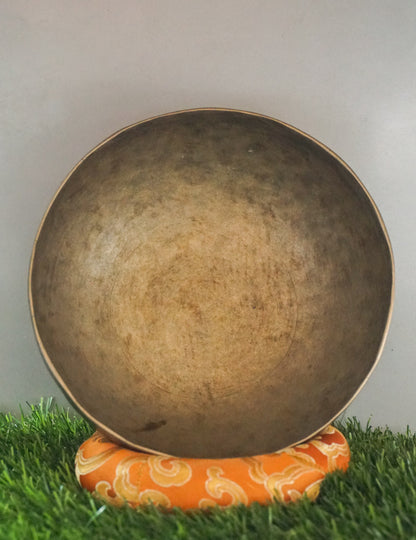 Handcrafted semi-antique Tibetan singing bowl with naturally aged surface