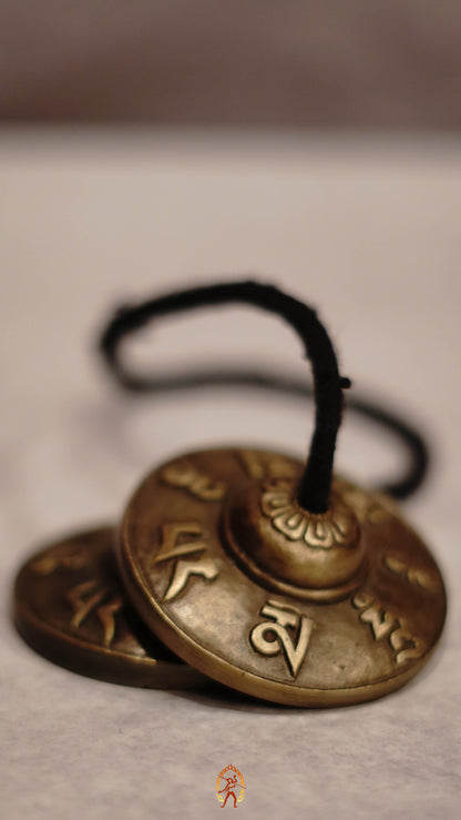 Mantra Tingsha Bell from Nepal with Om Mani Padme Hum engraving
