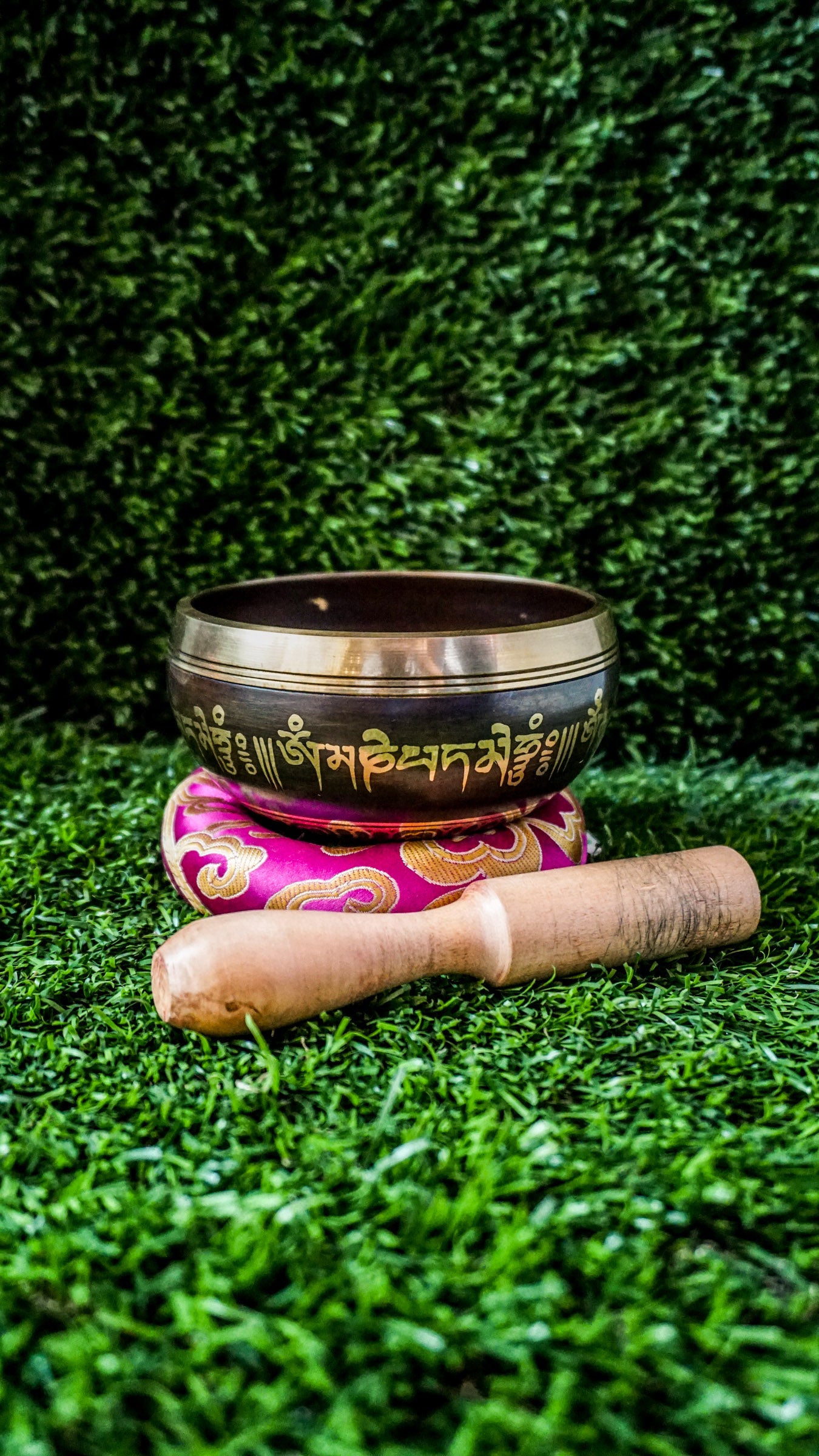 Handcrafted Vajra Kartika Knife Singing Bowl with engraved sacred blade symbol inside