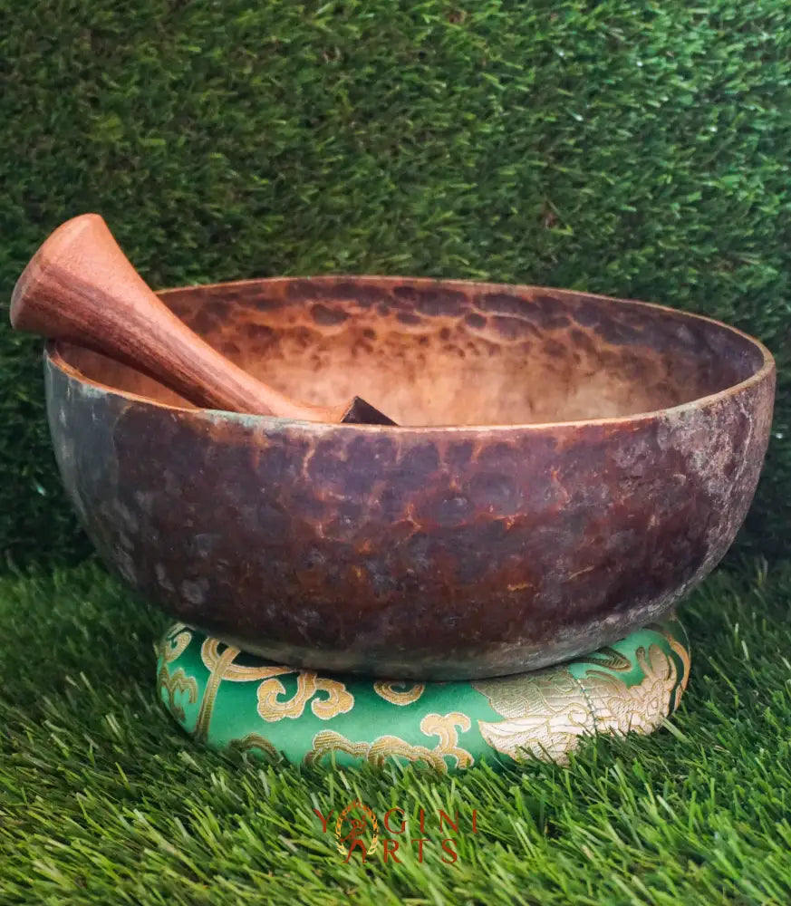 Antique singing bowl handcrafted in Nepal with antique finish, ideal for meditation, Reiki, and sound healing