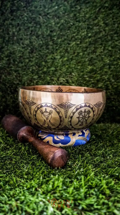 Awaken your spirit with our handcrafted Cosmos Lotus Singing Bowl. Featuring an engraved lotus surrounded by stars and galaxies, it symbolizes purity and universal connection. Traditional mantras circle the bowl to boost spiritual protection and focus. Handcrafted by skilled Himalayan artisans, it produces rich, clear tones that support meditation, healing, and chakra balancing, helping you find inner peace and cosmic harmony.