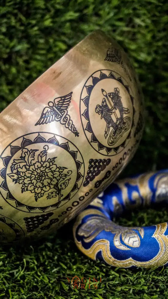 Awaken your spirit with our handcrafted Cosmos Lotus Singing Bowl. Featuring an engraved lotus surrounded by stars and galaxies, it symbolizes purity and universal connection. Traditional mantras circle the bowl to boost spiritual protection and focus. Handcrafted by skilled Himalayan artisans, it produces rich, clear tones that support meditation, healing, and chakra balancing, helping you find inner peace and cosmic harmony.