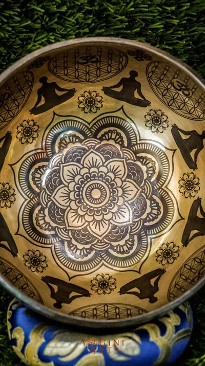 Awaken your spirit with our handcrafted Cosmos Lotus Singing Bowl. Featuring an engraved lotus surrounded by stars and galaxies, it symbolizes purity and universal connection. Traditional mantras circle the bowl to boost spiritual protection and focus. Handcrafted by skilled Himalayan artisans, it produces rich, clear tones that support meditation, healing, and chakra balancing, helping you find inner peace and cosmic harmony.