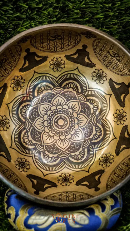 Awaken your spirit with our handcrafted Cosmos Lotus Singing Bowl. Featuring an engraved lotus surrounded by stars and galaxies, it symbolizes purity and universal connection. Traditional mantras circle the bowl to boost spiritual protection and focus. Handcrafted by skilled Himalayan artisans, it produces rich, clear tones that support meditation, healing, and chakra balancing, helping you find inner peace and cosmic harmony.