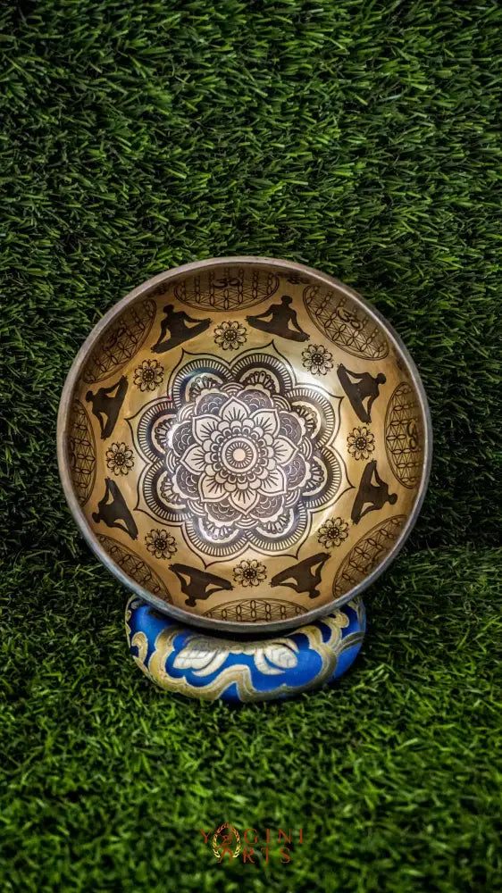 Awaken your spirit with our handcrafted Cosmos Lotus Singing Bowl. Featuring an engraved lotus surrounded by stars and galaxies, it symbolizes purity and universal connection. Traditional mantras circle the bowl to boost spiritual protection and focus. Handcrafted by skilled Himalayan artisans, it produces rich, clear tones that support meditation, healing, and chakra balancing, helping you find inner peace and cosmic harmony.