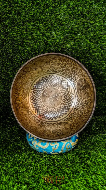 The Dove Singing Bowl creates a sanctuary of calm with its gentle, resonant tones. Decorated with meaningful dove and lotus imagery, this bowl invites peaceful energy into your space. Simply strike it with the wooden mallet to experience its soothing vibrations. Includes cushion for safe placement. Ideal for meditation, yoga, and daily mindfulness rituals.