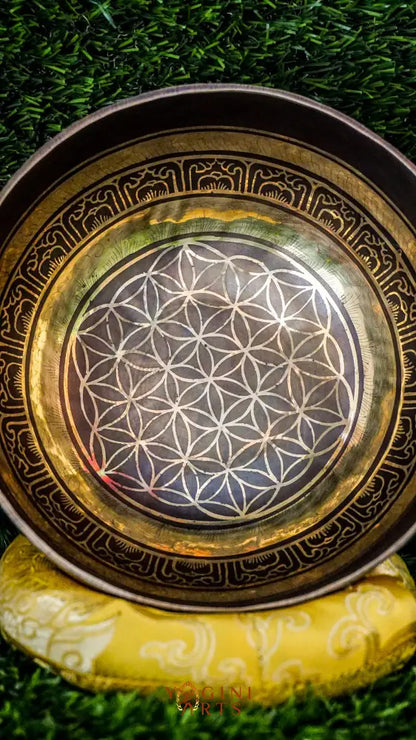 The Flower of Life Singing Bowl brings harmony and calm to your space. Its center features the sacred Flower of Life symbol, surrounded by simple patterns. The Om Mani Padme Hum mantra wraps around the outside, adding a spiritual touch. With clear, soothing tones, this bowl supports meditation, reflection, and peaceful decor. Perfect for grounding your mind and creating a balanced atmosphere at home or in your meditation space.