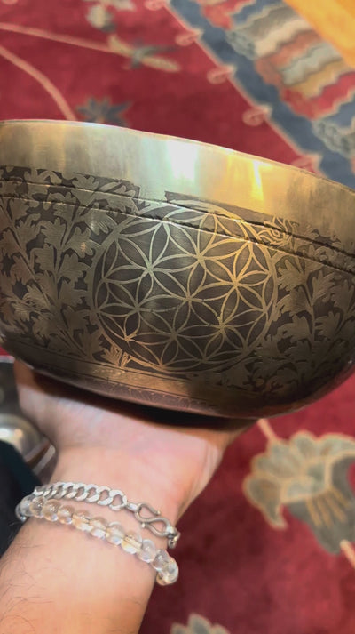 Green Tara Engraved Singing Bowl