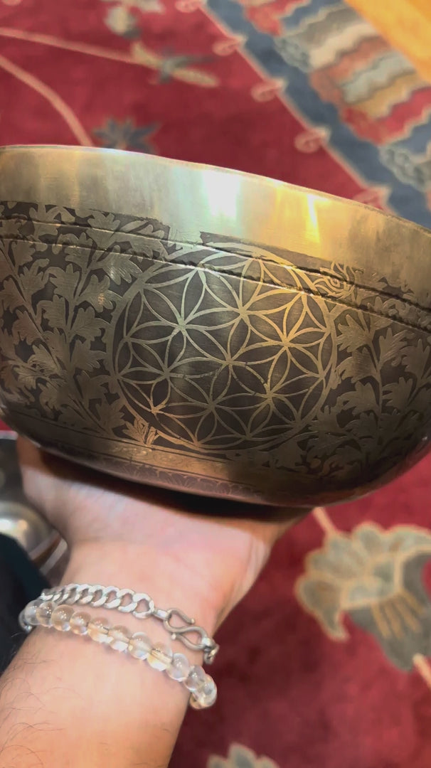Green Tara Engraved Singing Bowl