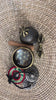 Complete Flower of Life singing bowl ritual set with Ashtamangala tingsha, Buddhist bell, vajra, wooden mallet and meditation accessories from Nepal