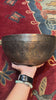 Semi antique singing bowl with intricate flower vase and floral engraving, handcrafted in Nepal